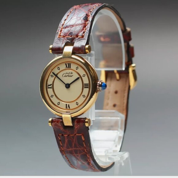 Cartier Ladies Vermeille Must See Mint Condition Watch w/ Box main image 6